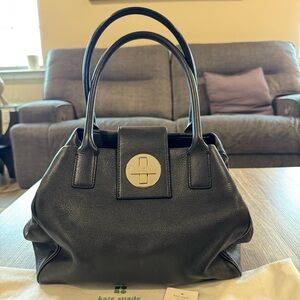 Kate Spade Black Pebbled Leather Tote Bag Purse